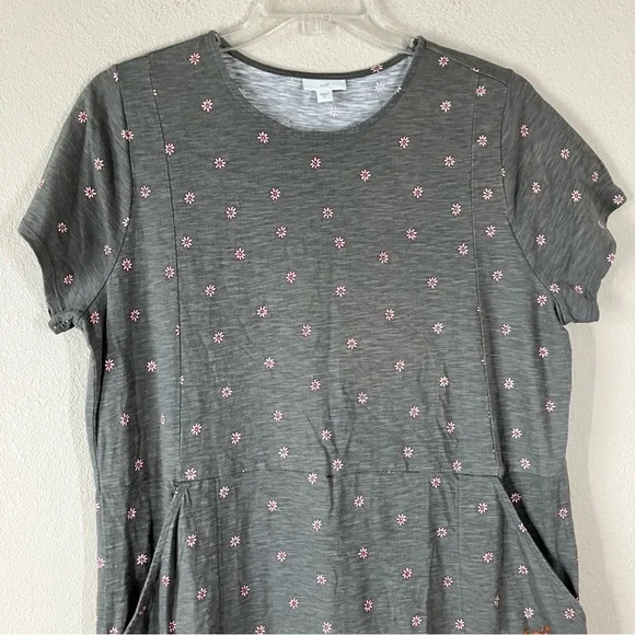 J JILL Cotton Shift Dress XL Daisy Floral Pockets Casual Travel Resort Vacation - Picture 3 of 10